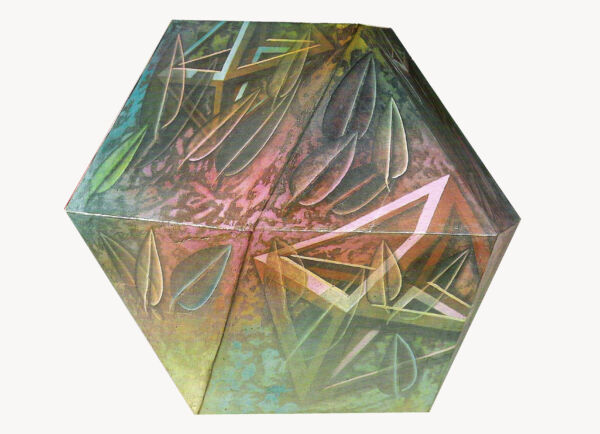 2002 Adolfo Álvarez Barthe. JARDÍN CERRADO. Escultura. Madera-temple. 35x35x35 cms.