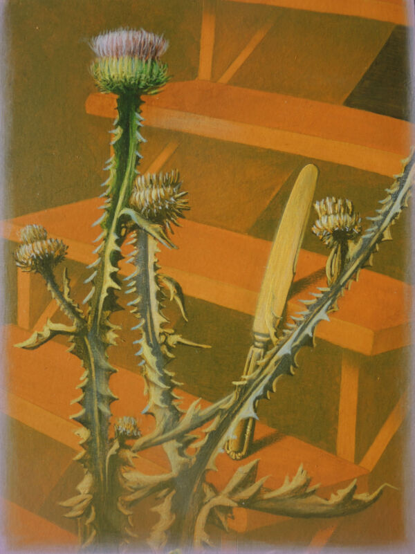 2020 Adolfo Álvarez Barthe. QUO NON ASCENDAM. Temple vin ilico-papel. 31,5x23 cms