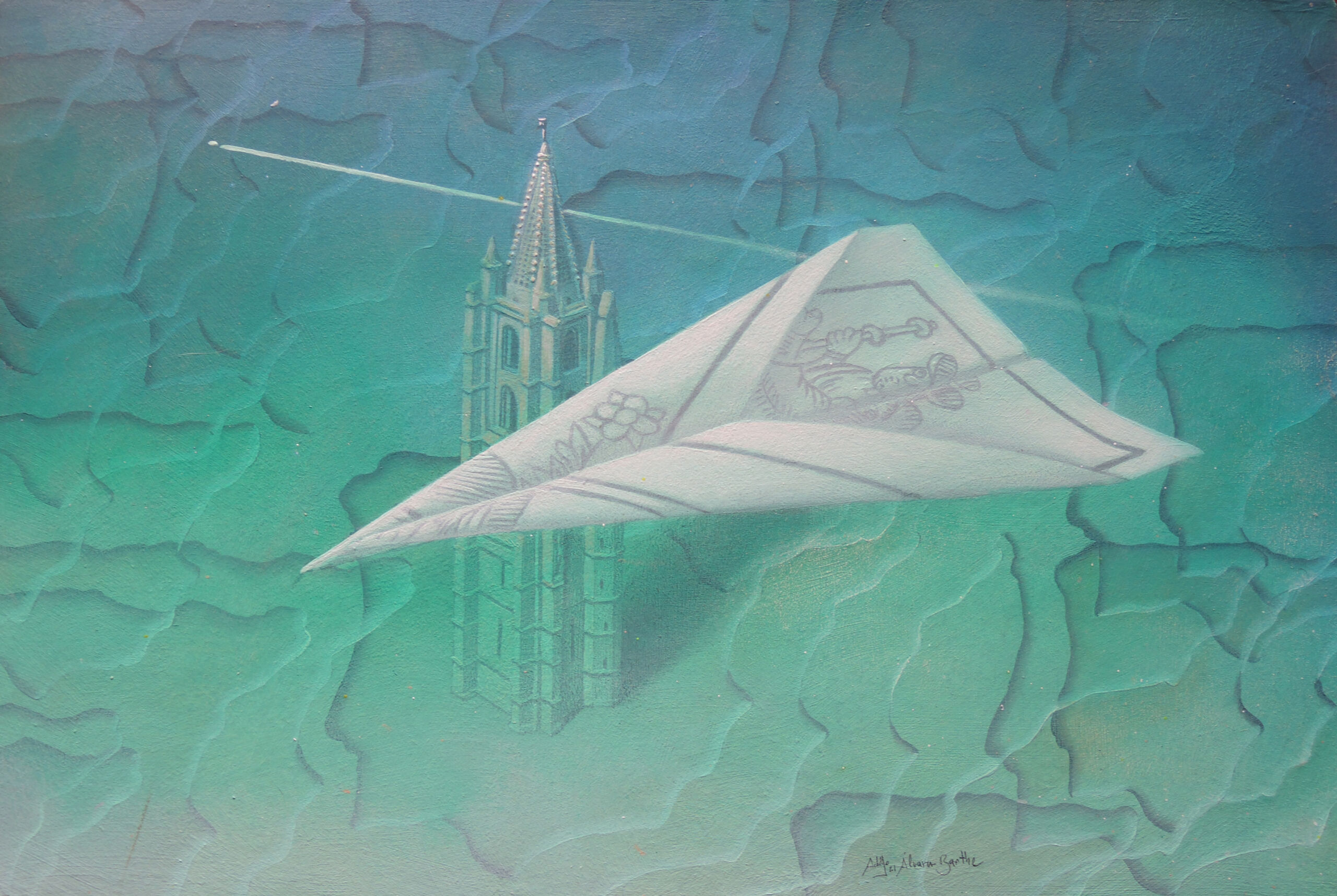 2021 Adolfo Álvarez Barthe. CAMINO DE SANTIAGO. Temple-t abla. 40x60 cms