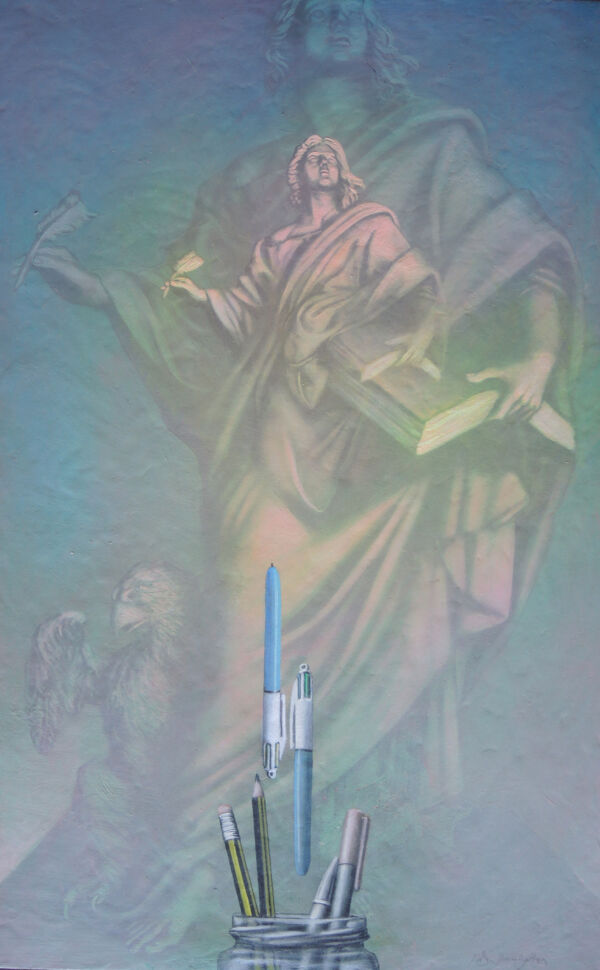 2024 Adolfo Álvarez Barthe. SAN JUAN. Temple-tabla. 80X5 0 cms