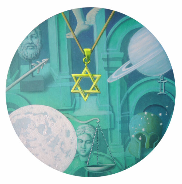 2025 Adolfo Álvarez Barthe. Carta astral, temple sobre tabla, 40 cm de diametro