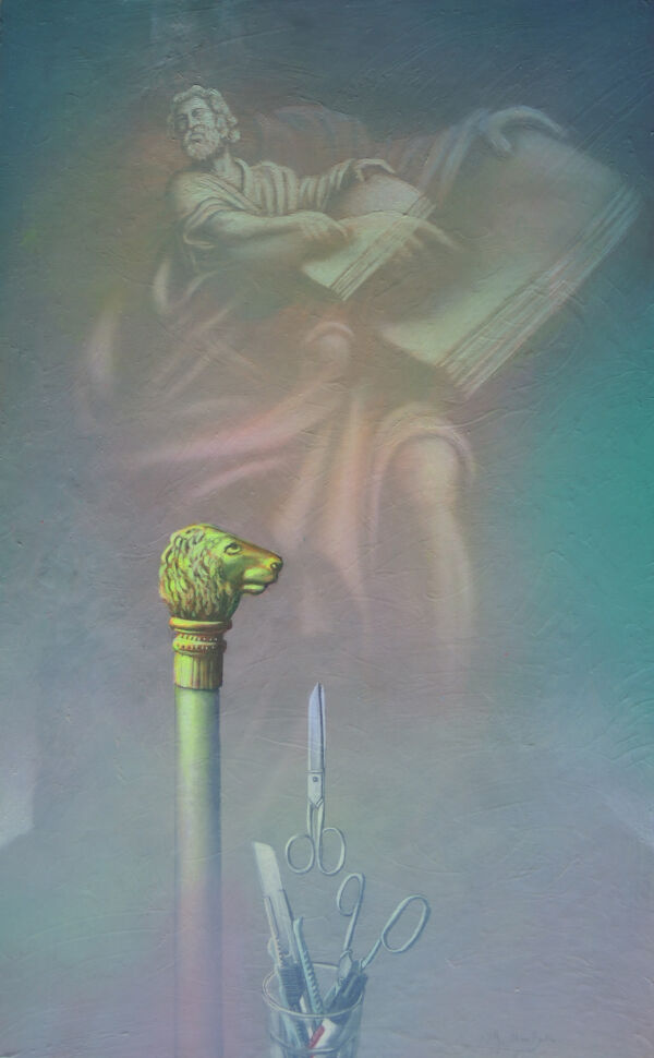 2025 Adolfo Álvarez Barthe. SAN MARCOS. Temple-tabla. 80 X50 cms