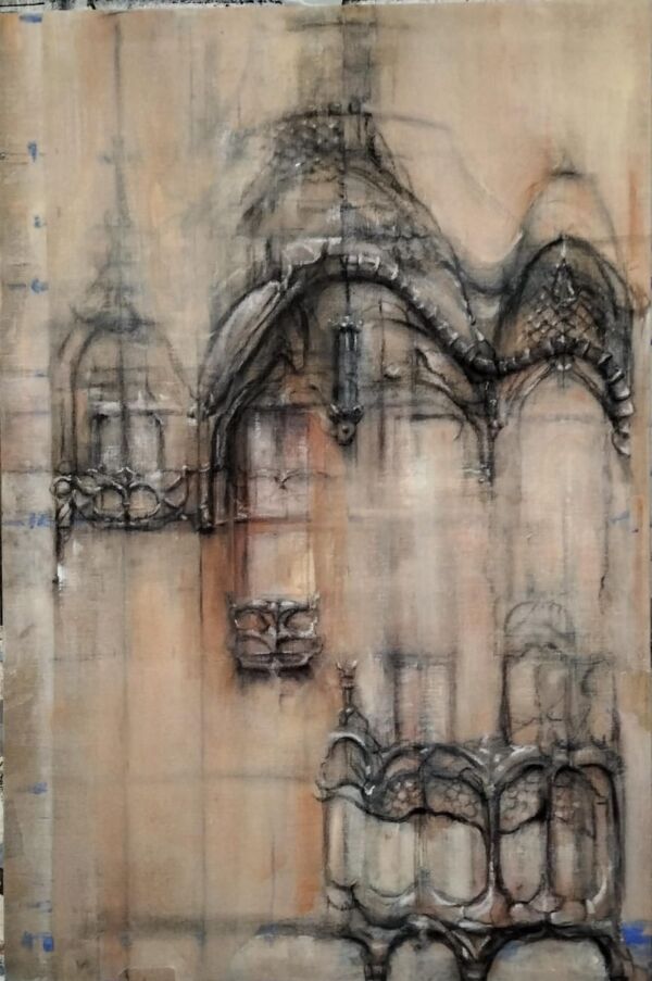 Mark Howie - Interpretación de dibujo de Gaudí. Técnica mixta, 81x54