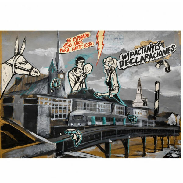 Impactantes desclaraciones 2026. 29,5 x 21 cm. Collage, rotulador y acrílico sobre papel sin fondo