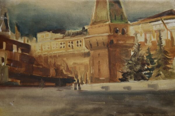 Plaza roja 2022. 20 x 30 cm. Acrílico y óleo sobre lienzo