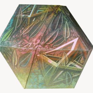 2002 Adolfo Álvarez Barthe. JARDÍN CERRADO. Escultura. Madera-temple. 35x35x35 cms.