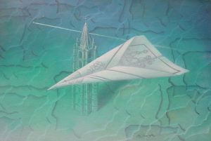 CAMINO DE SANTIAGO. Temple-tabla. 40x60 cms