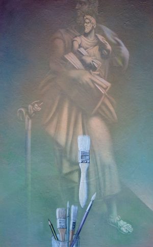 2025 Adolfo Álvarez Barthe. SAN LUCAS. Temple-tabla. 80X 50 cms