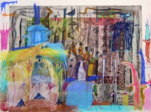 Alexandra-Dominguez_El-gorrion-de-provincias_Aguafuerte-y-pintura-sobre-papel-super-alfa_56x76cm - 970€