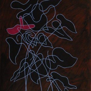 El color de las flores es transparente. Óleo madera. 60x40