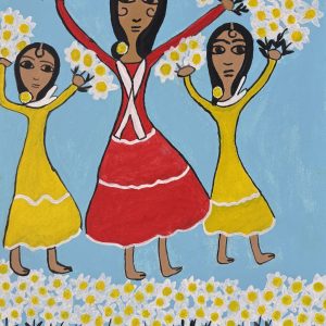 Gitanillas con margaritas en la mano 50 x 36cm