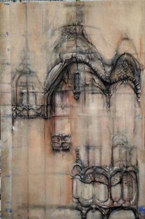 Mark Howie - Interpretación de dibujo de Gaudí. Técnica mixta, 81x54