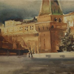 Plaza roja 2022. 20 x 30 cm. Acrílico y óleo sobre lienzo