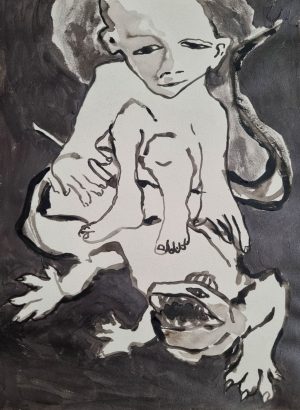 Reme Remedios. vencer a un dragón II 40x30cm acrtlico papel