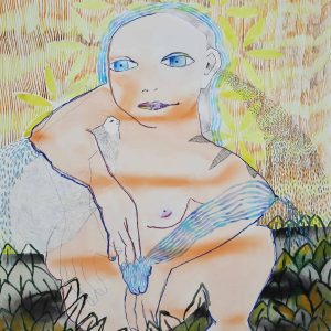Reme-Remedios_Estambre-eterna_Serie-flores-de-inverno_acuarela-grafito-pastel-acrilico-papel_75,5x55,5cm_2022