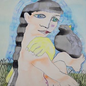 Reme-Remedios_Semilla_germinada_Serie_flores-de-inverno_acuarela-grafito-pastel-acrilico-papel_75,5x55,5cm_2022