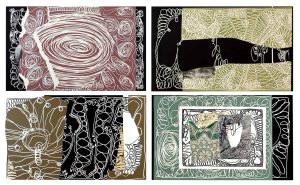 Una vida demasiado agitada, 2022. Acrílicos sobre serigrafía, 123 x 100 cm.