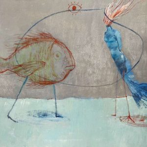 V-Mourelo_ENCUENTRO-GORE-DE-LA-PIRAÑA-Y-LA-SIRENA_oleo-sobre-lienzo_64x81cm