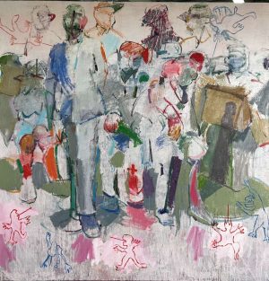 V-Mourelo_LOS-ENANOS-DEL-CAOS_oleo-sobre-lienzo_146x146cm